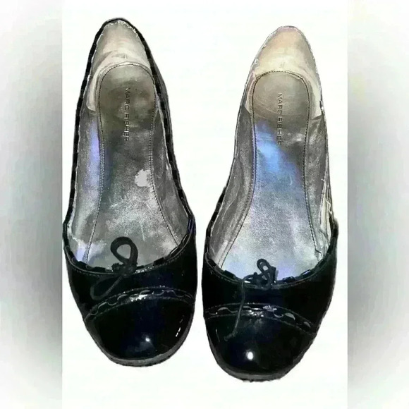 MARC FISHER Black Patent Ballet Work Business Flat Shoes - Picture 1 of 4
